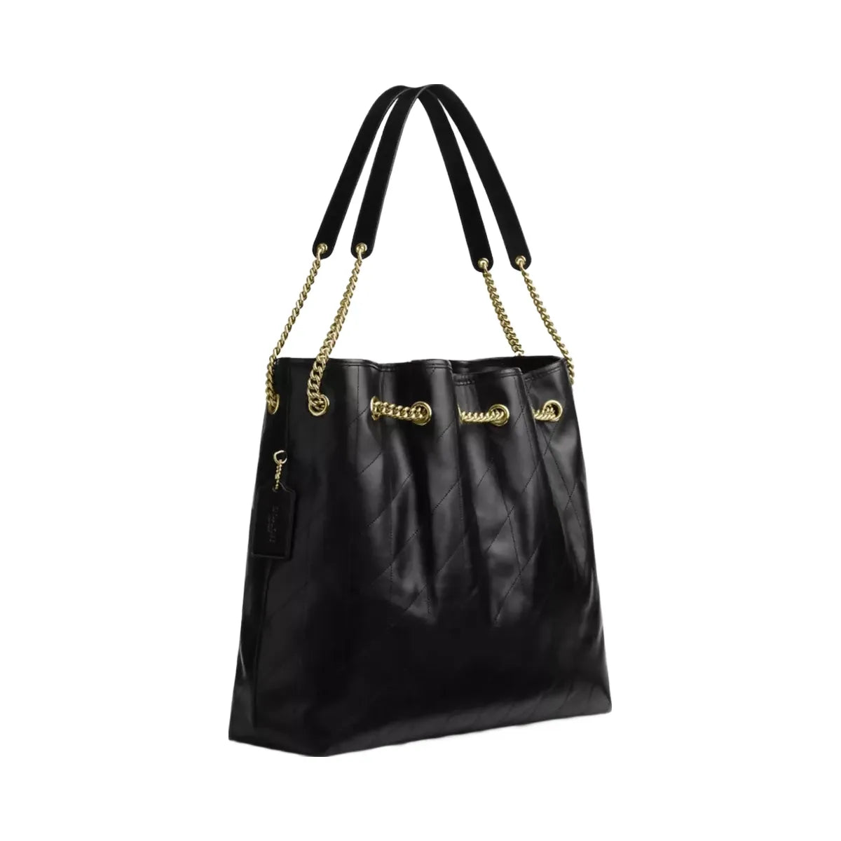 Coach Evelyn Large Shoulder Bag With Quilting in Gold Black
