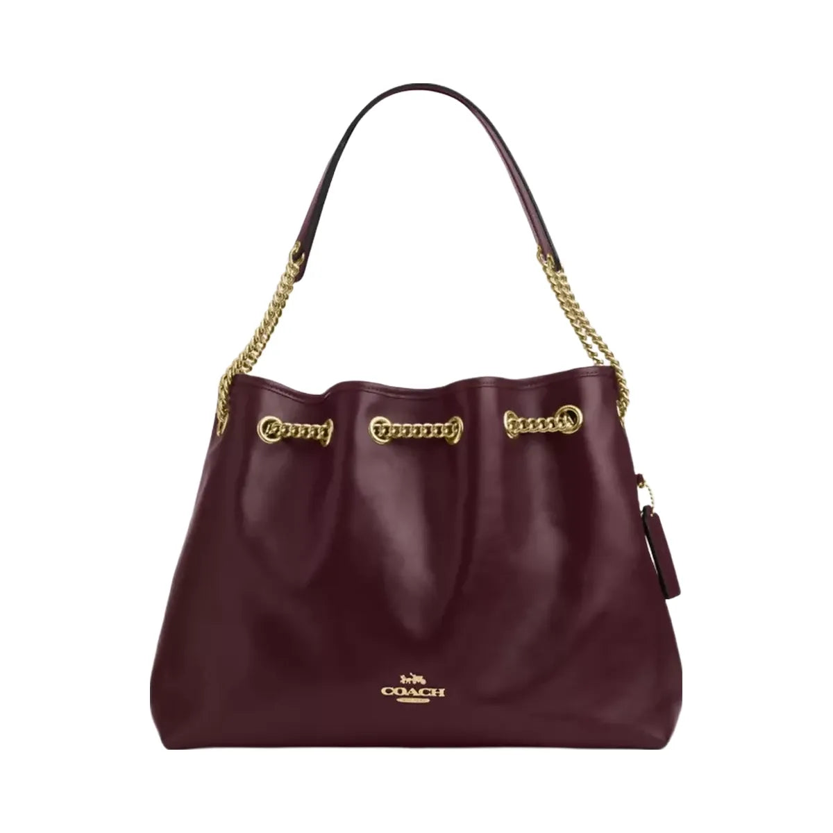 Coach Evelyn Shoulder Bag in Gold Dark Wine