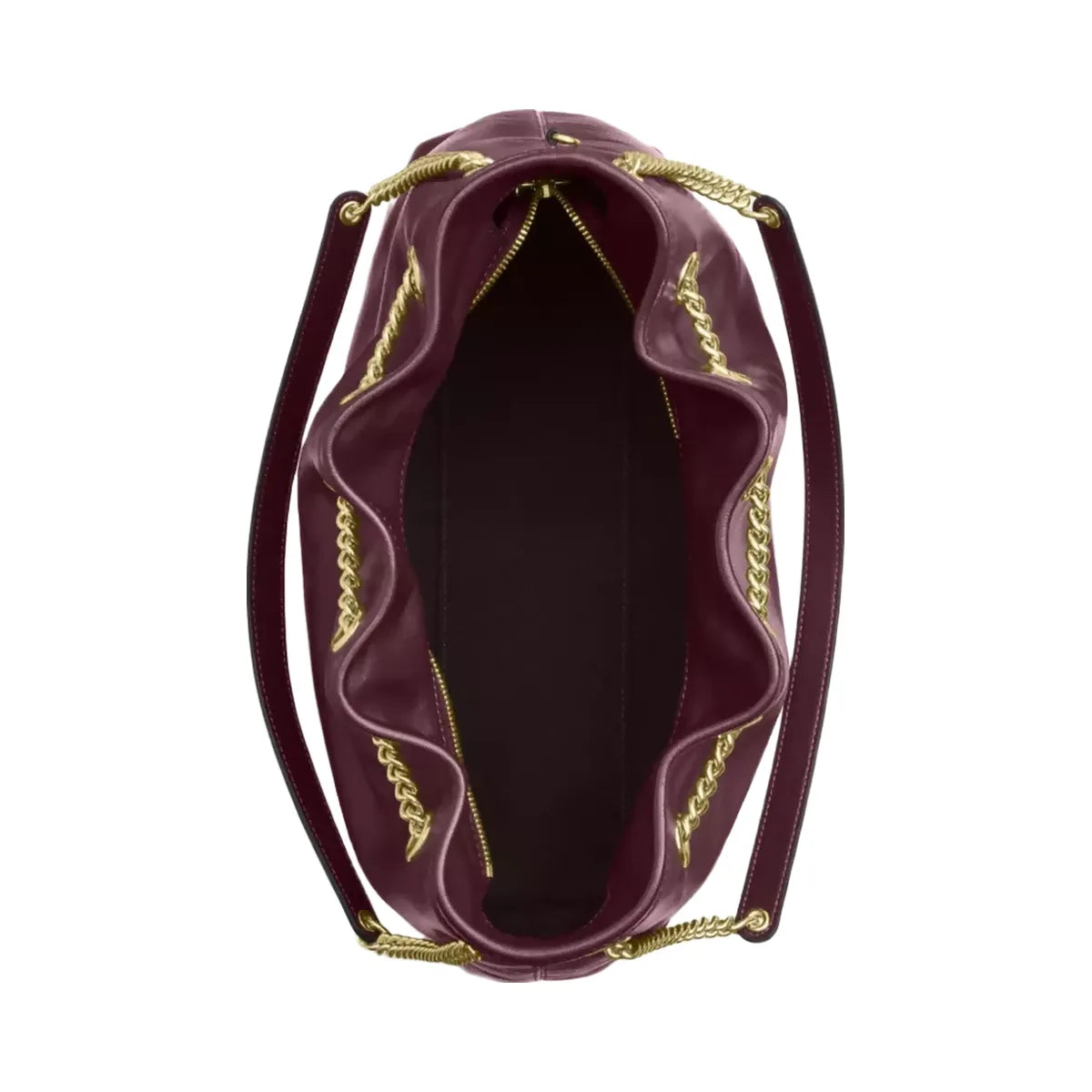 Coach Evelyn Shoulder Bag in Gold Dark Wine
