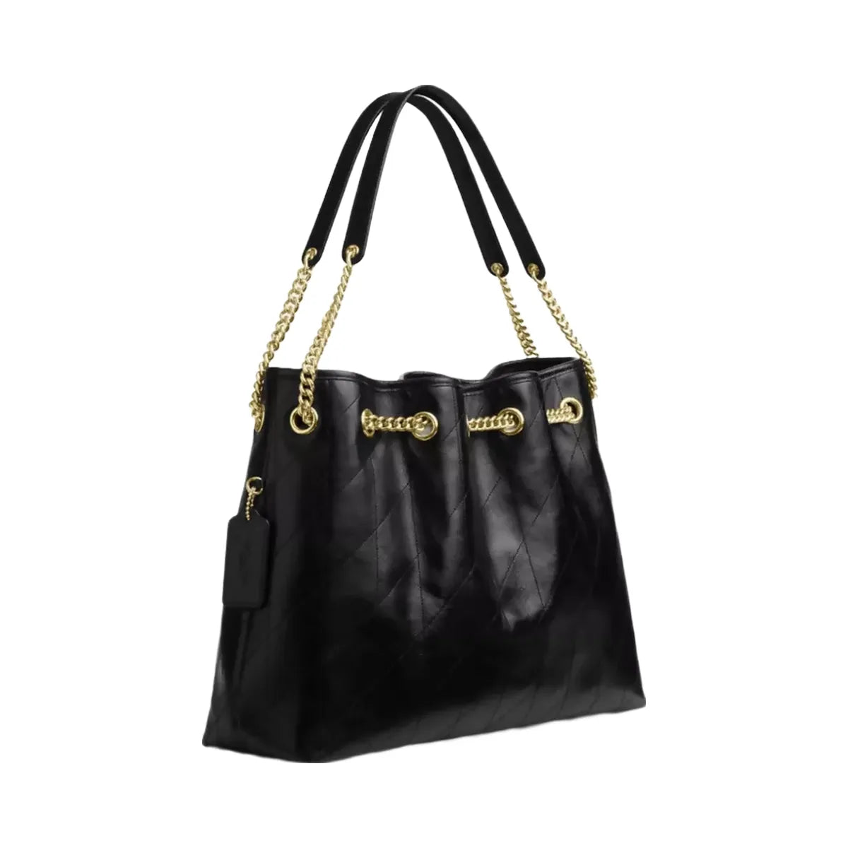 Coach Evelyn Shoulder Bag With Quilting in Gold Black