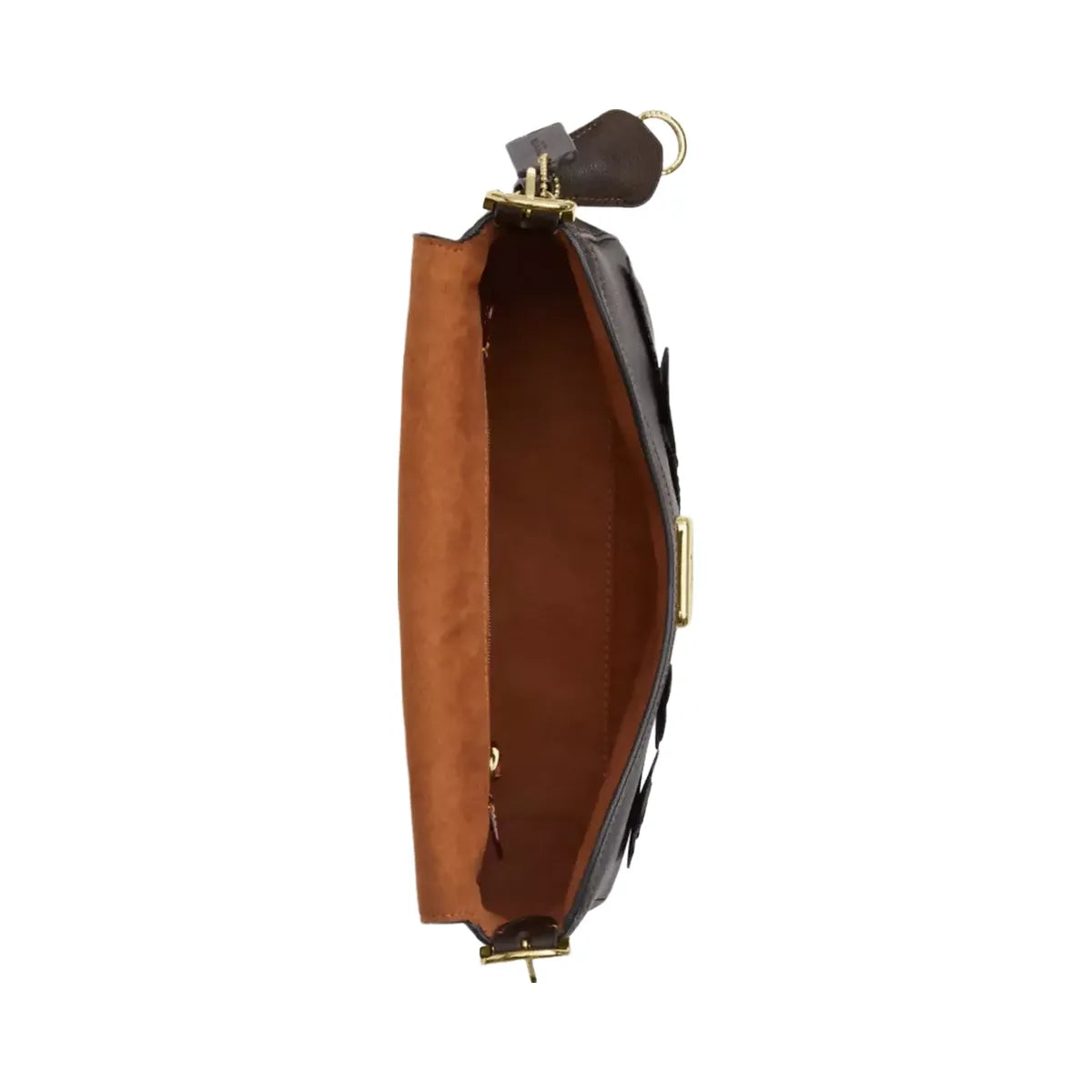 Coach Etta Small Flap Shoulder Bag With Floral Applique in Gold Maple