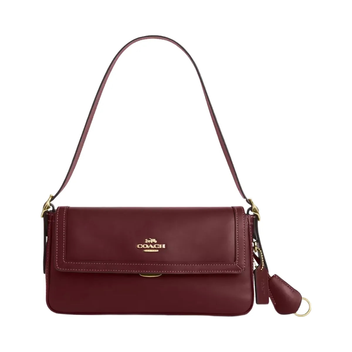Coach Etta Small Flap Shoulder Bag in Gold Maroon