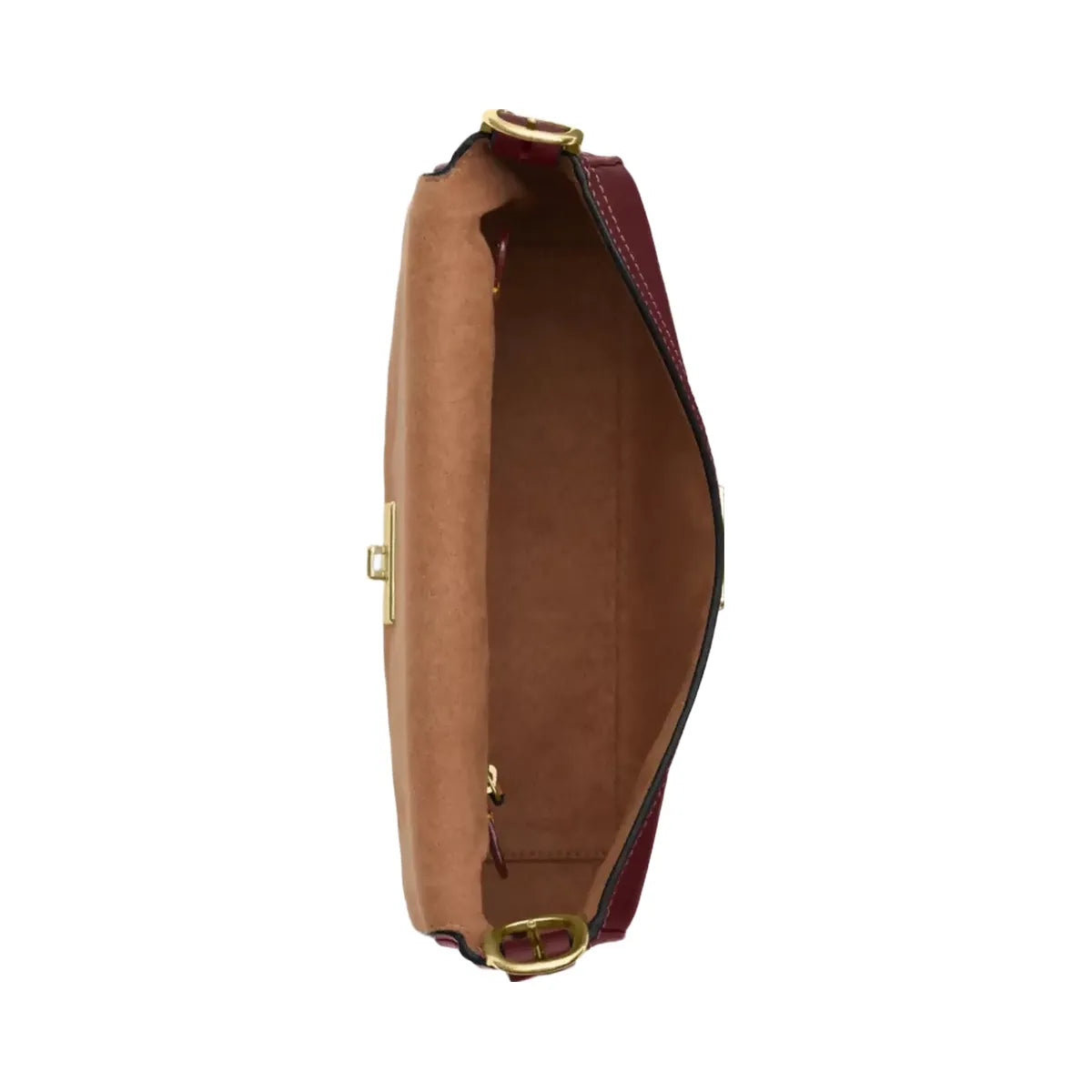 Coach Etta Small Flap Shoulder Bag in Gold Maroon