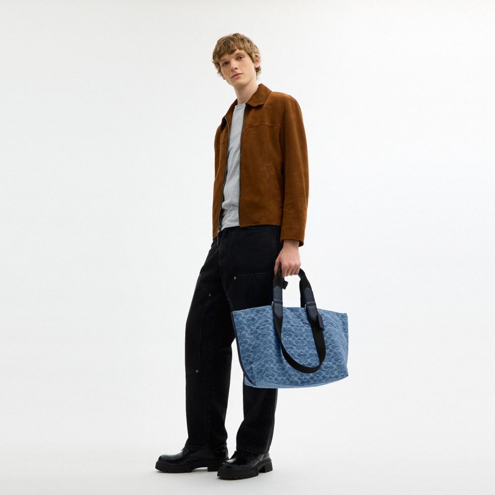 Small Tour Tote Bag In Signature Denim