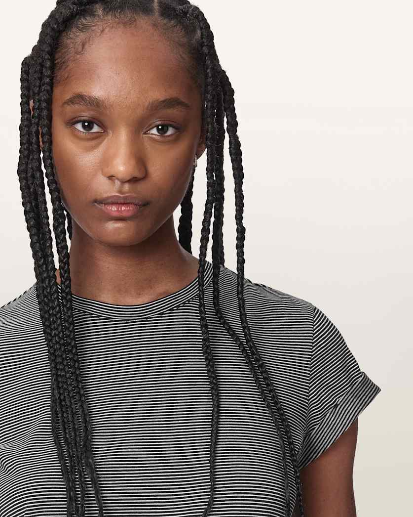 AllSaints Anna Striped Cotton T Shirt Women's Black/White Women's
