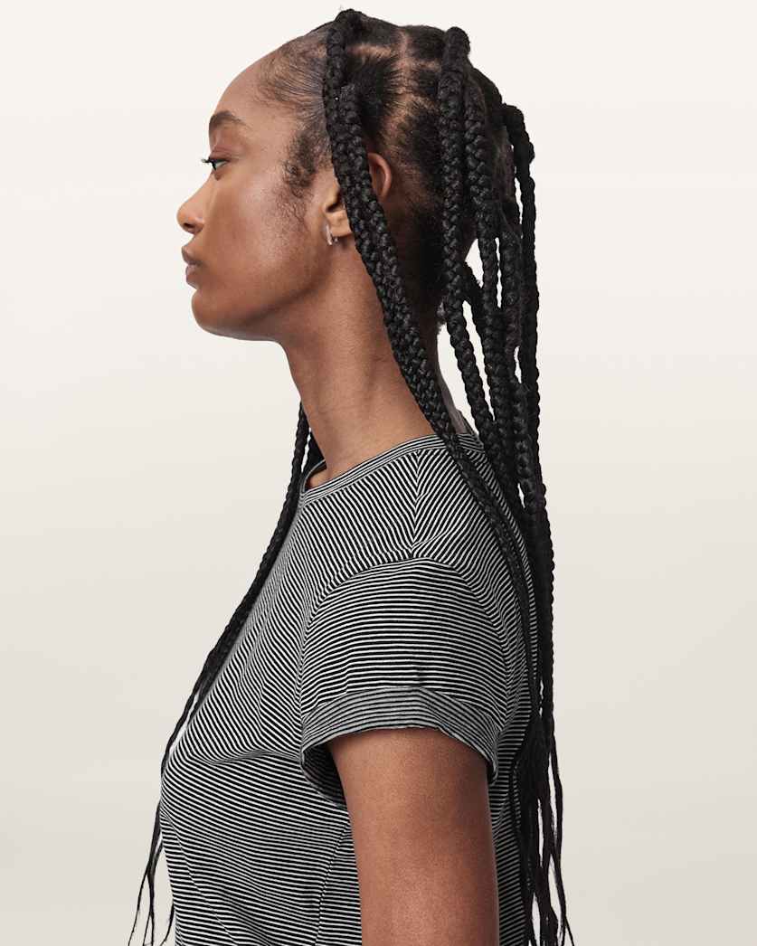 AllSaints Anna Striped Cotton T Shirt Women's Black/White Women's