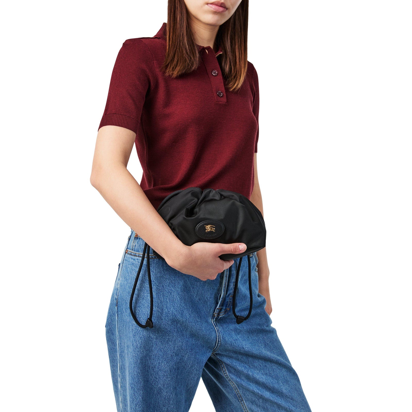 Barreled Midi Black Pouch