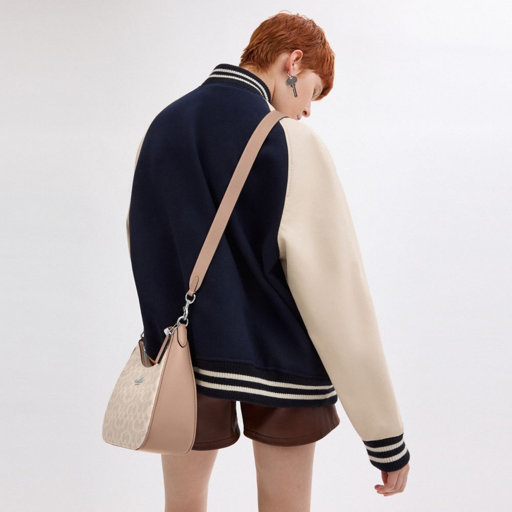 Coach Reversible Strap In Signature Canvas Silver Sand Taupe
