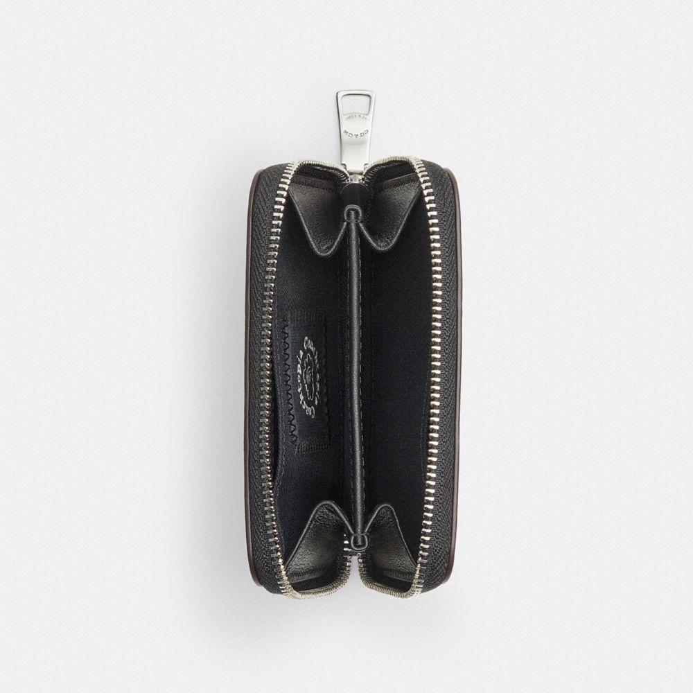 Coach Zip Around Wallet In Checkerboard Upcrafted Leather Black Chalk