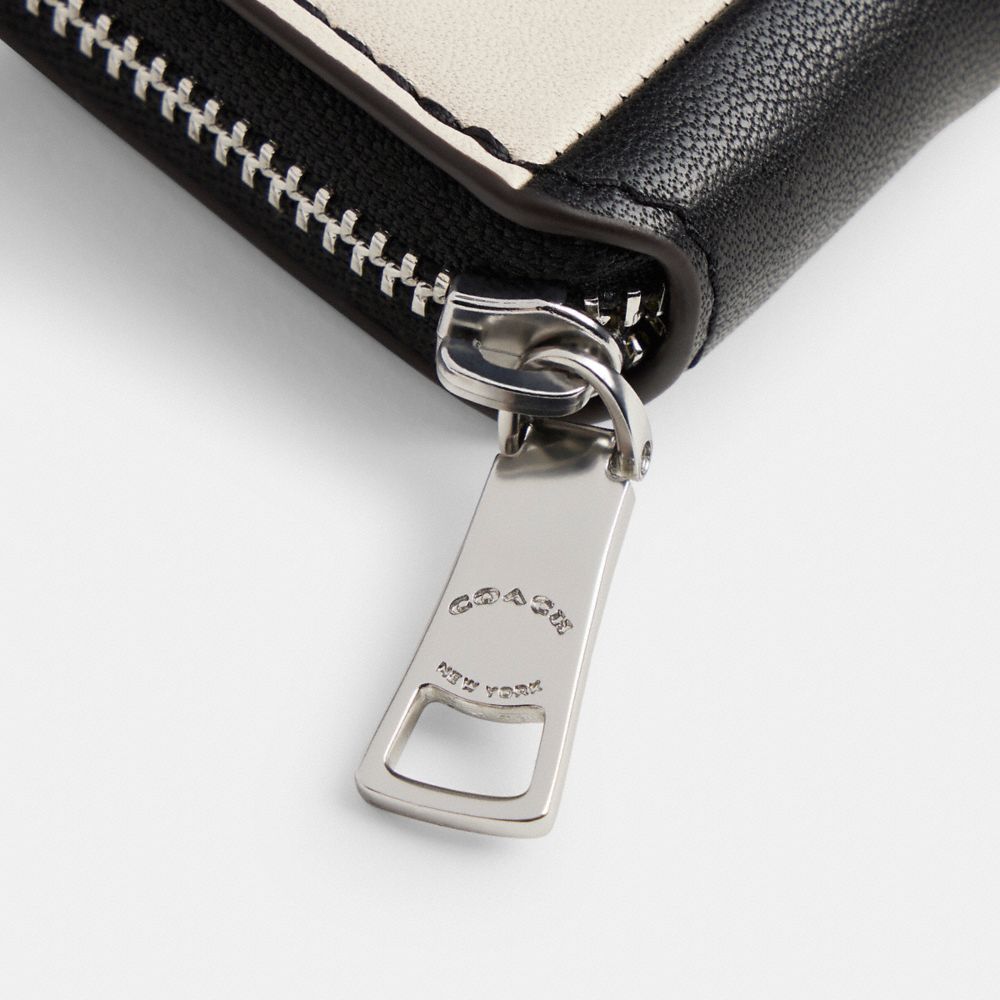 Coach Zip Around Wallet In Checkerboard Upcrafted Leather Black Chalk