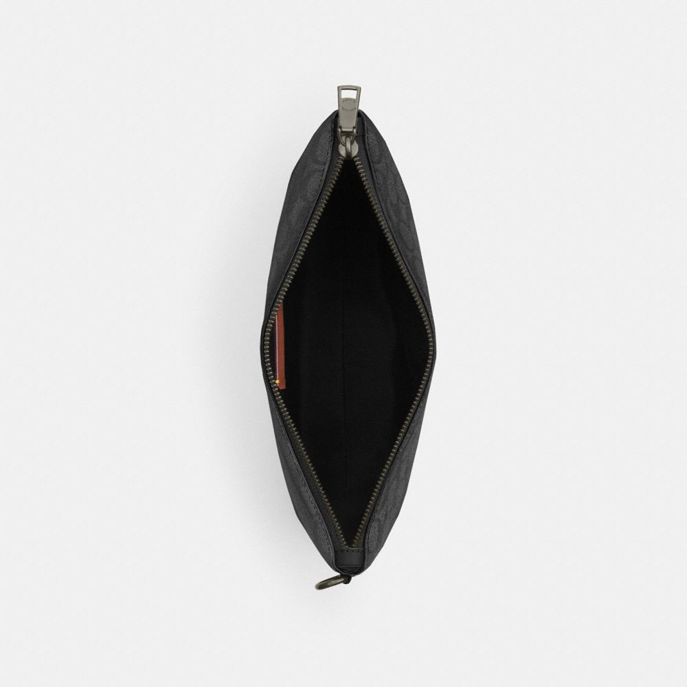 Coach Pouch In Signature Canvas Gunmetal Charcoal Black