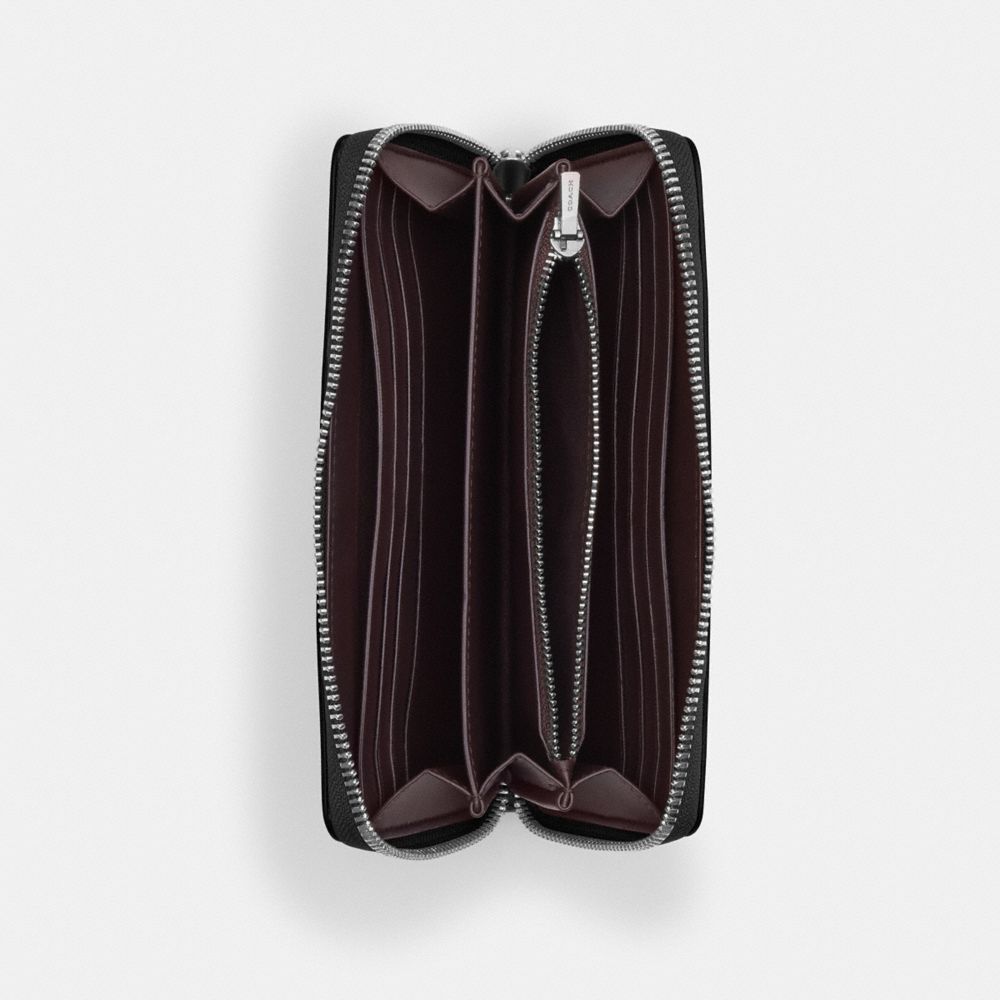 Coach Long Zip Around Wallet Silver Black