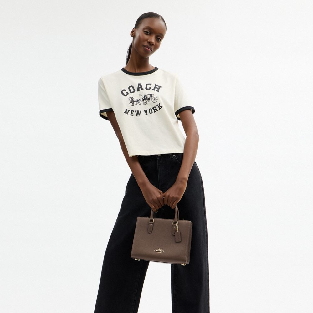 Coach Maggie Small Tote Bag Gold Dark Stone