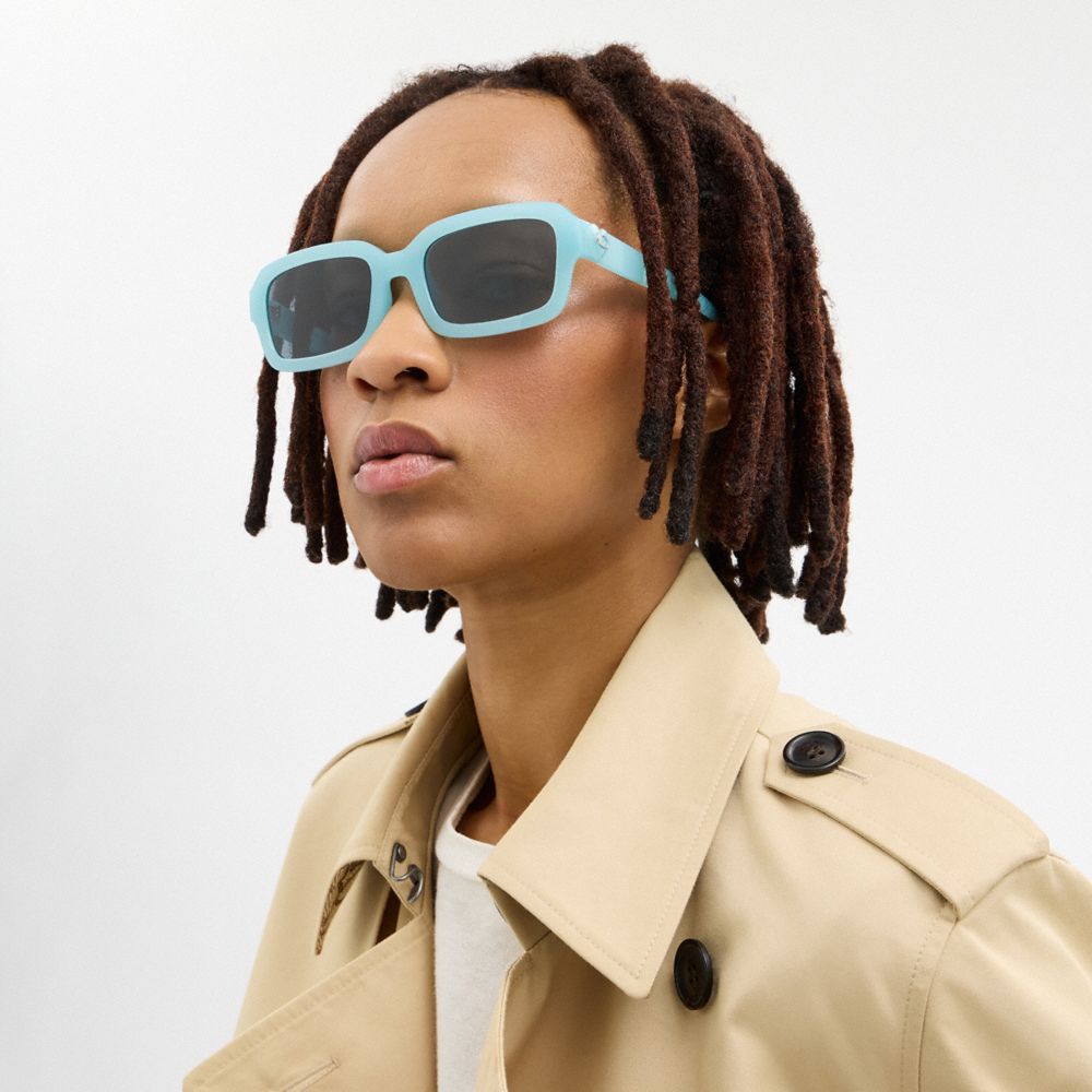 Coach C Heart Narrow Square Sunglassses Blue