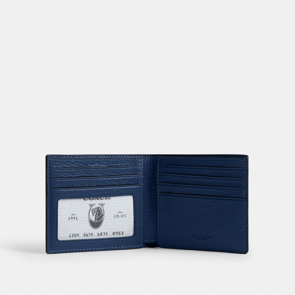 Coach Id Billfold Wallet With Varsity Stripe Deep Blue Multi