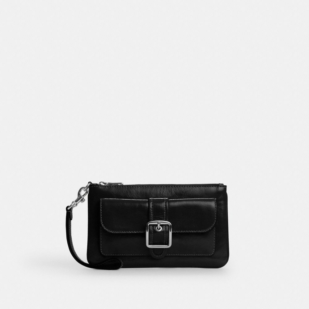 Coach Ashton Wristlet Silver Black