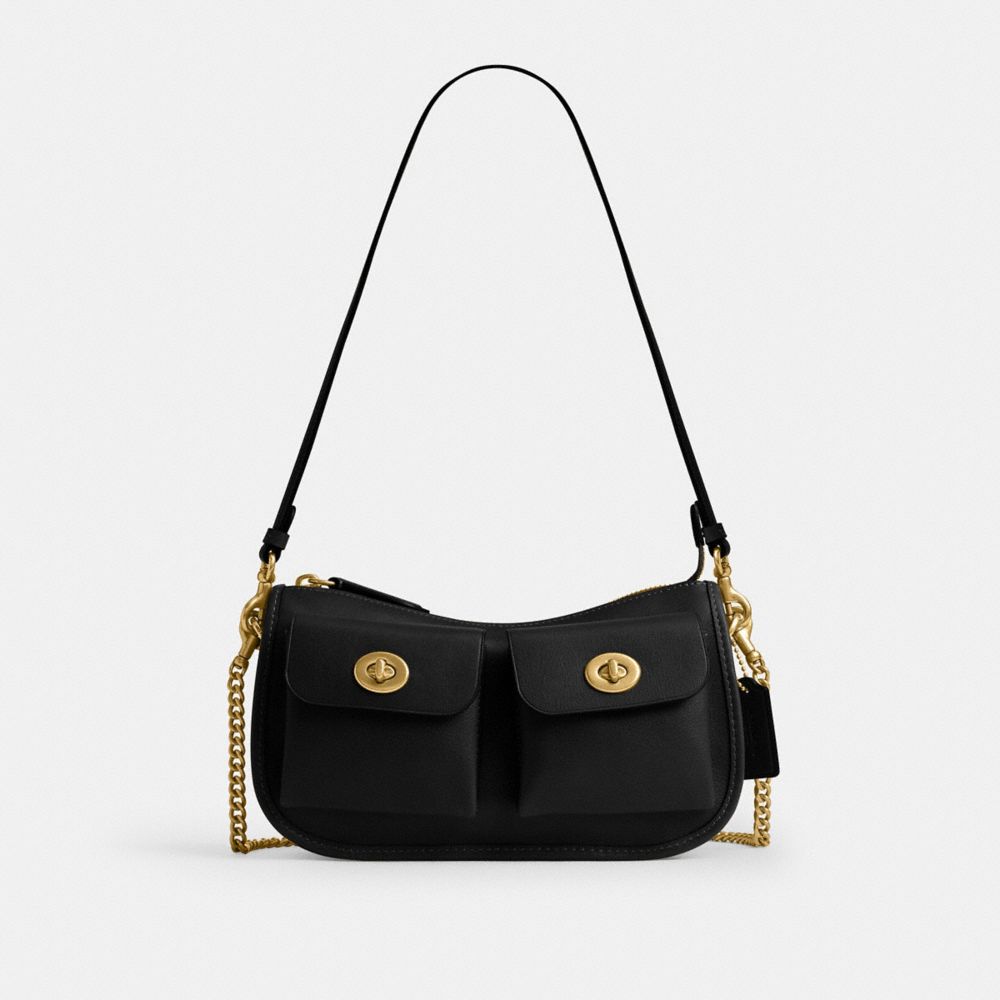Coach Twin Turnlock Waverly Bag Brass Black
