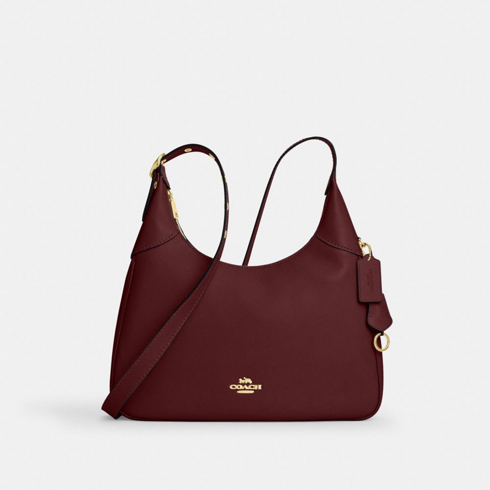 Coach Ella Shoulder Bag Gold Maroon