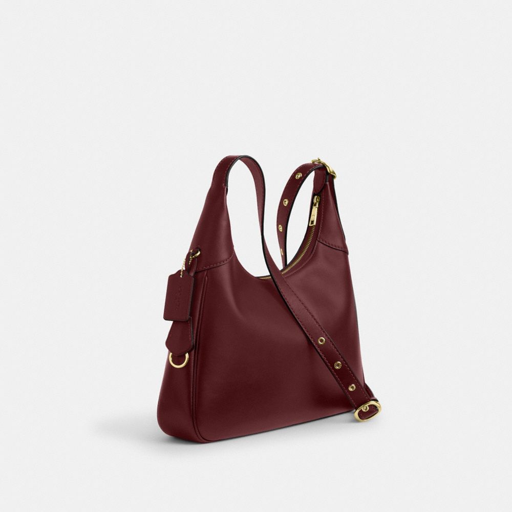 Coach Ella Shoulder Bag Gold Maroon