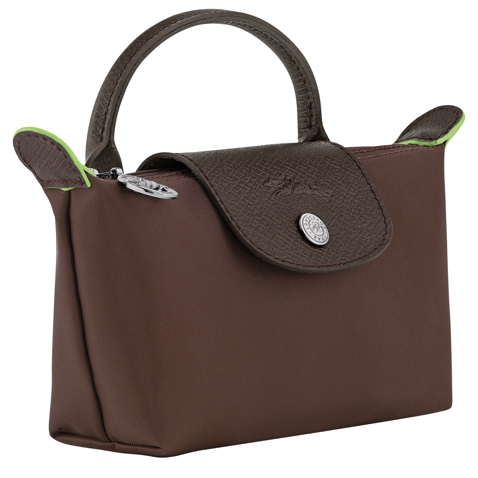 Longchamp Le Pliage Green Pouch with handle Mocha