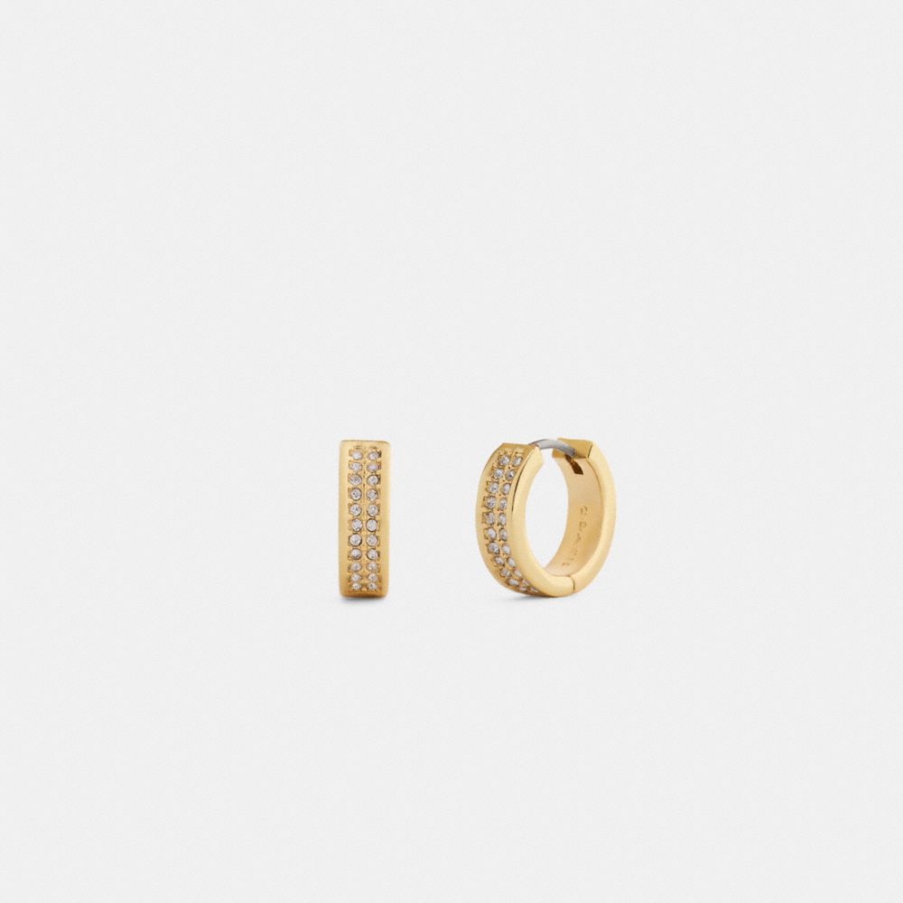Coach Pavé C Huggie Earrings Gold