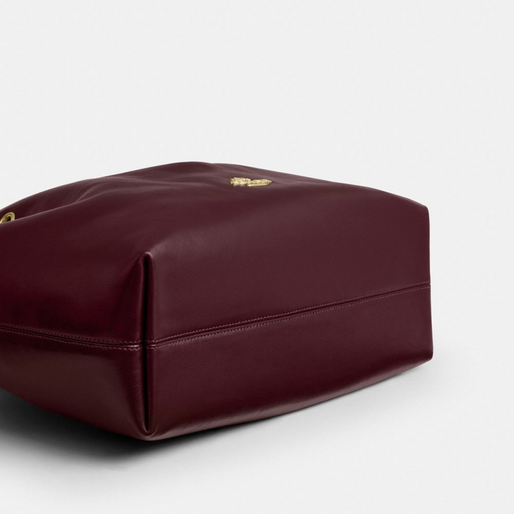 Coach Evelyn Shoulder Bag Gold Dark Wine