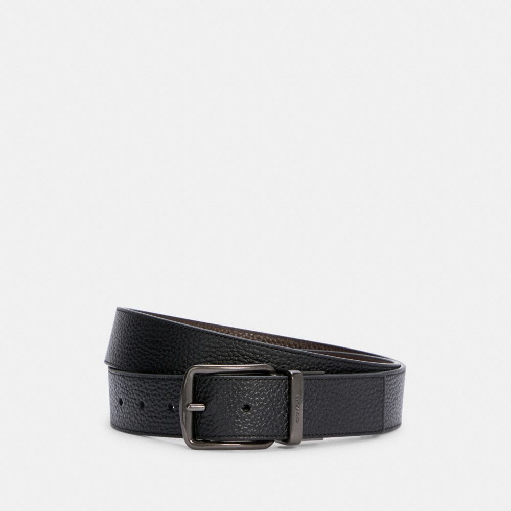 Coach Boxed Harness Buckle Cut To Size Reversible Belt, 38 Mm Black Dark Brown