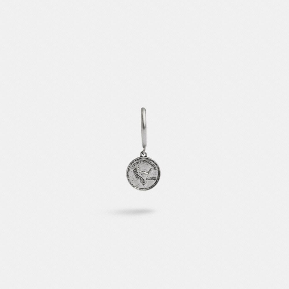 Sterling Silver Coin Single Huggie Earring
