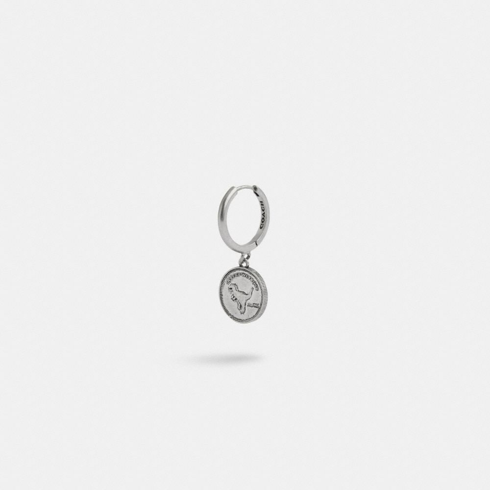 Sterling Silver Coin Single Huggie Earring