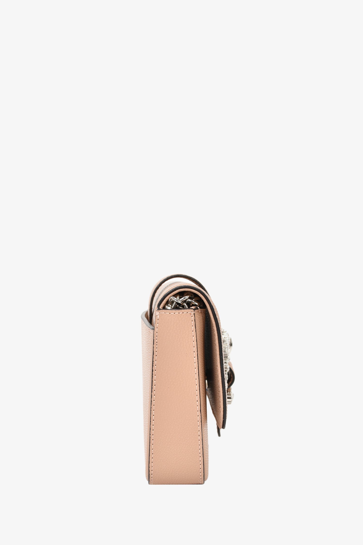 Jimmy Choo Beige Grained Leather Crystal Buckle 'Cheri' Crossbody Bag