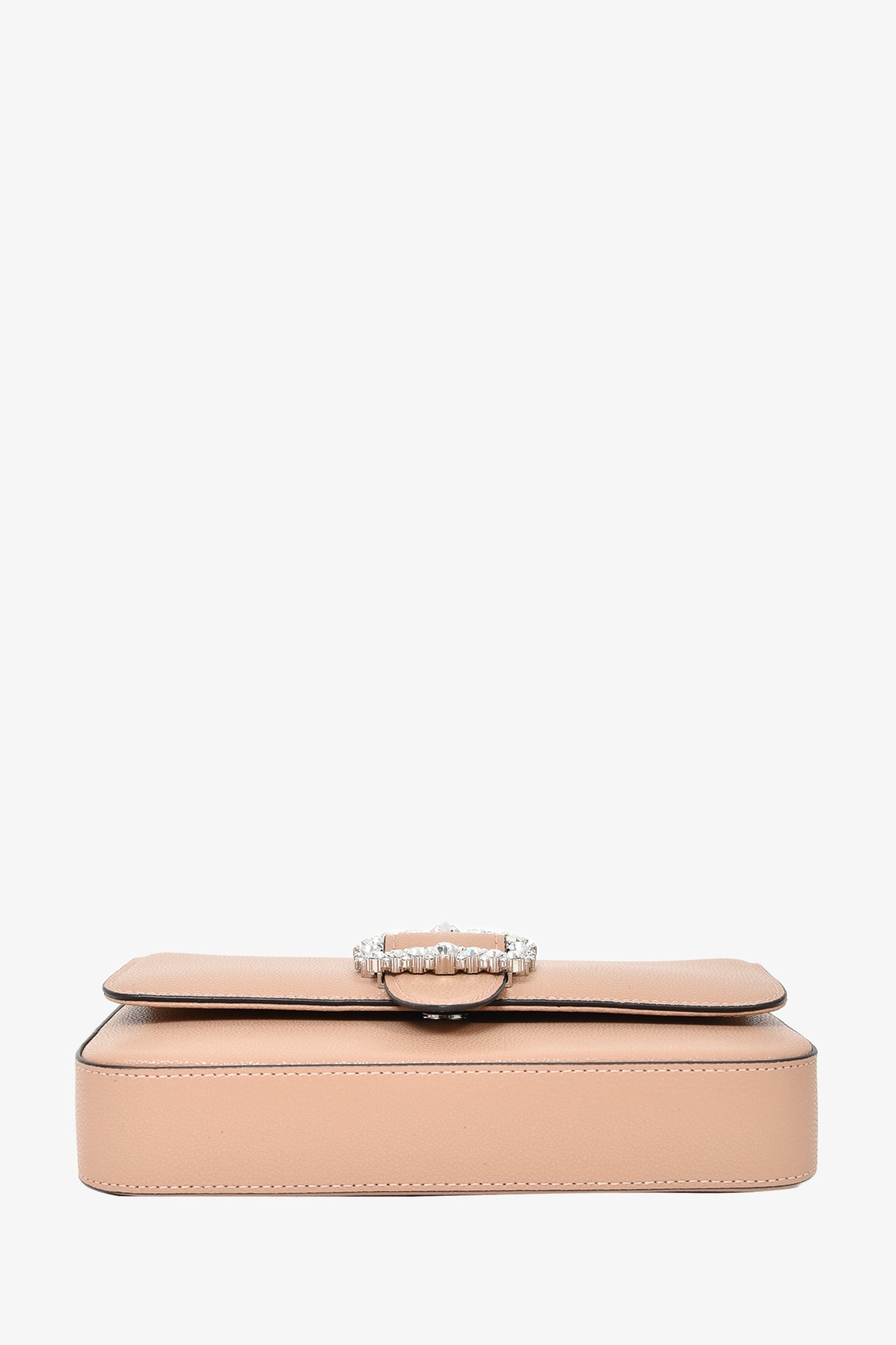 Jimmy Choo Beige Grained Leather Crystal Buckle 'Cheri' Crossbody Bag