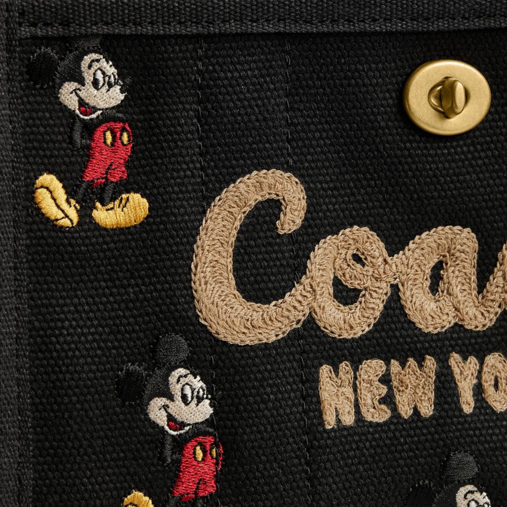 Disney X Coach Cargo Tote Bag 20 With Mickey Mouse In Regenerative Cotton Canvas