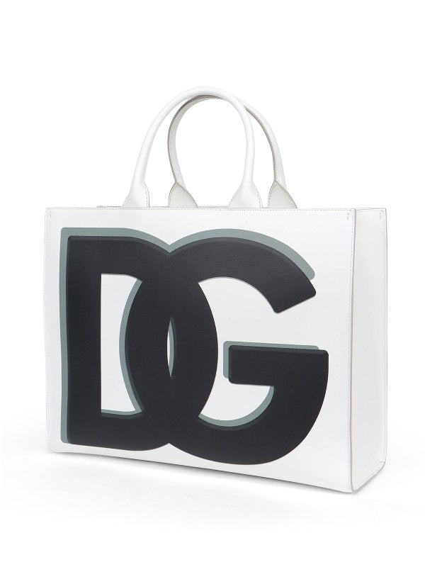 Luxury White DG Print Shopping Tote
