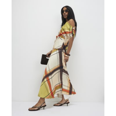 Green Check Maxi Skirt