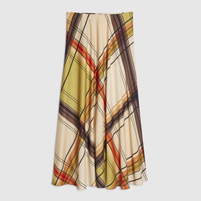 Green Check Maxi Skirt