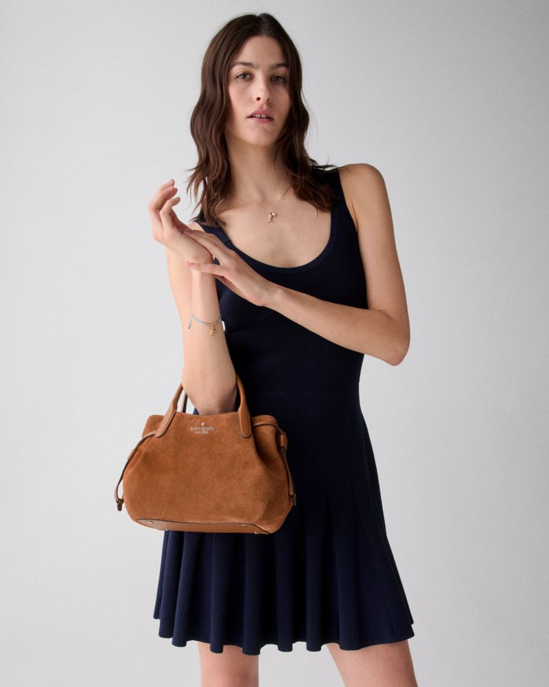 KateSpade Dumpling Suede Small Satchel Warm Gingerbread