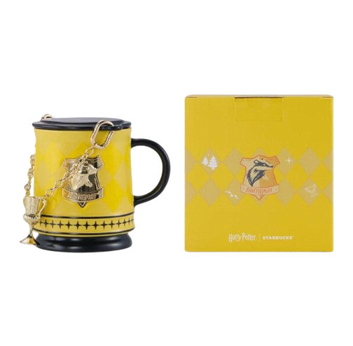 Starbucks x Harry Potter Collaboration Mug — Hufflepuff House Color-Changing Mug with Chain Accent (Yellow, 365ml)