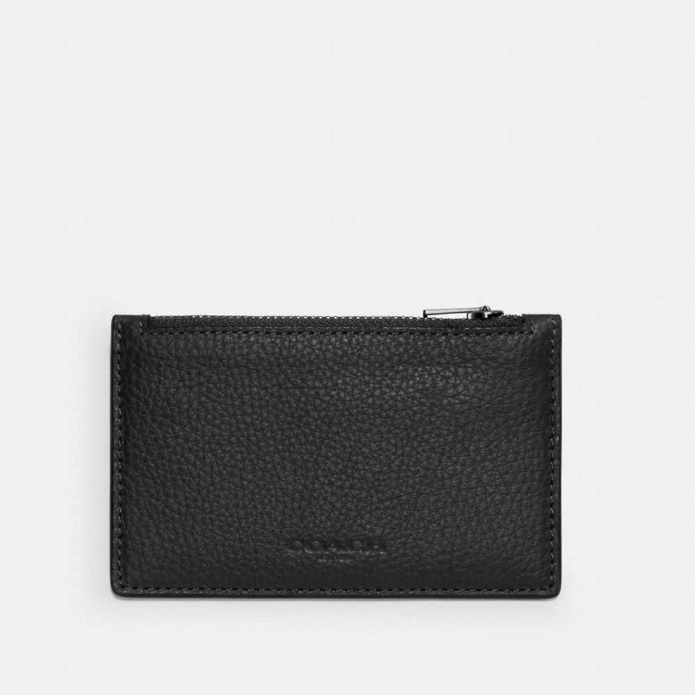 Coach Zip Card Case Gunmetal Black