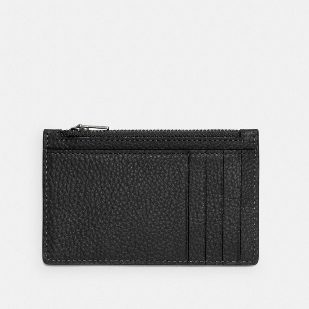 Coach Zip Card Case Gunmetal Black
