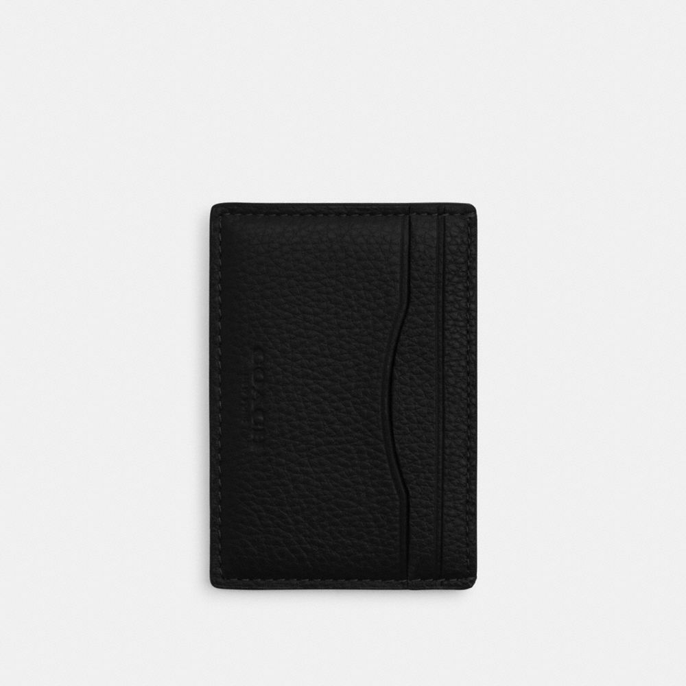 Coach Card Case With Money Clip Gunmetal Black