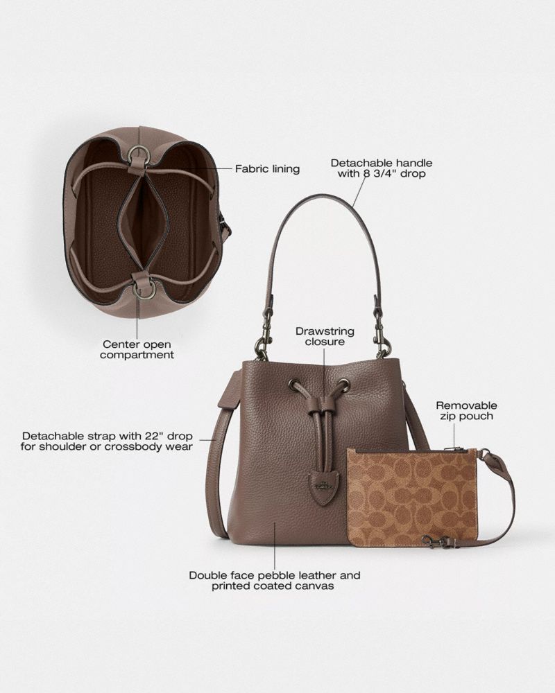 Coach Rowan Bucket Bag Gunmetal Dark Stone