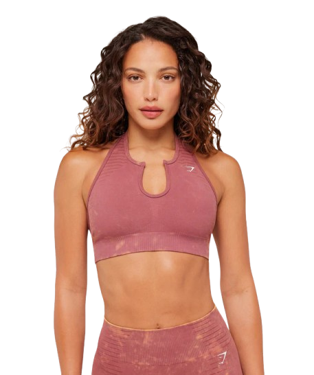 Women's Gymshark Steel Seamless Halter Neck Bra Gs Reset Pink