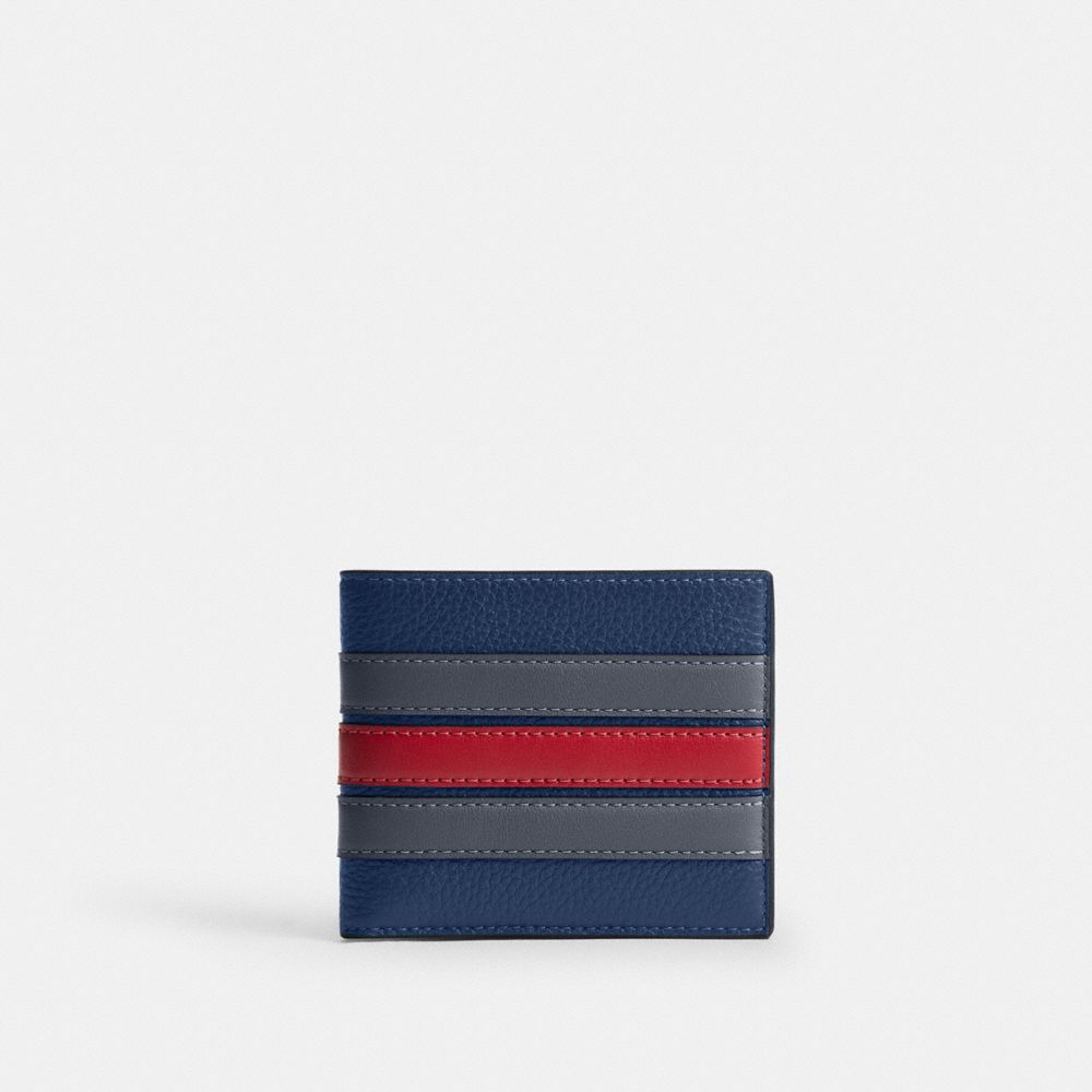 Coach Id Billfold Wallet With Varsity Stripe Deep Blue Multi