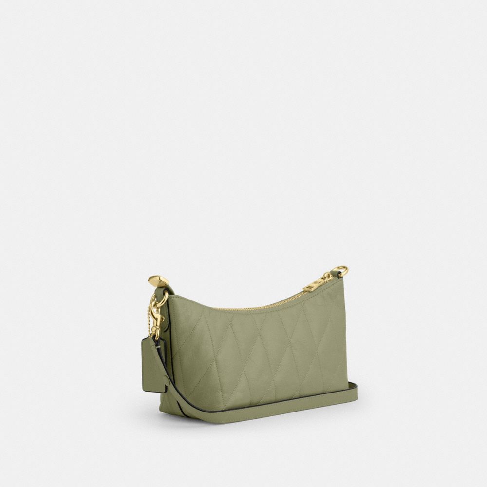 Coach Caitlin Shoulder Bag With Quilting Gold Pistachio