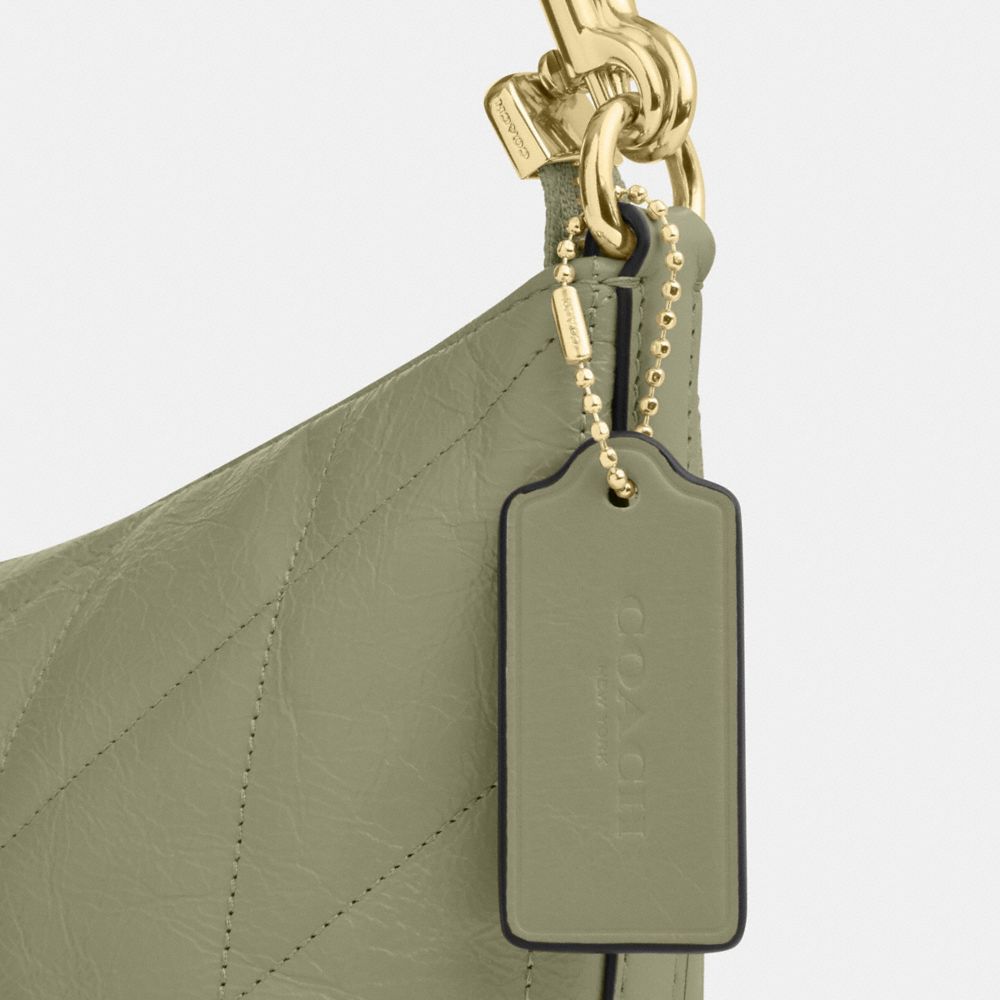 Coach Caitlin Shoulder Bag With Quilting Gold Pistachio