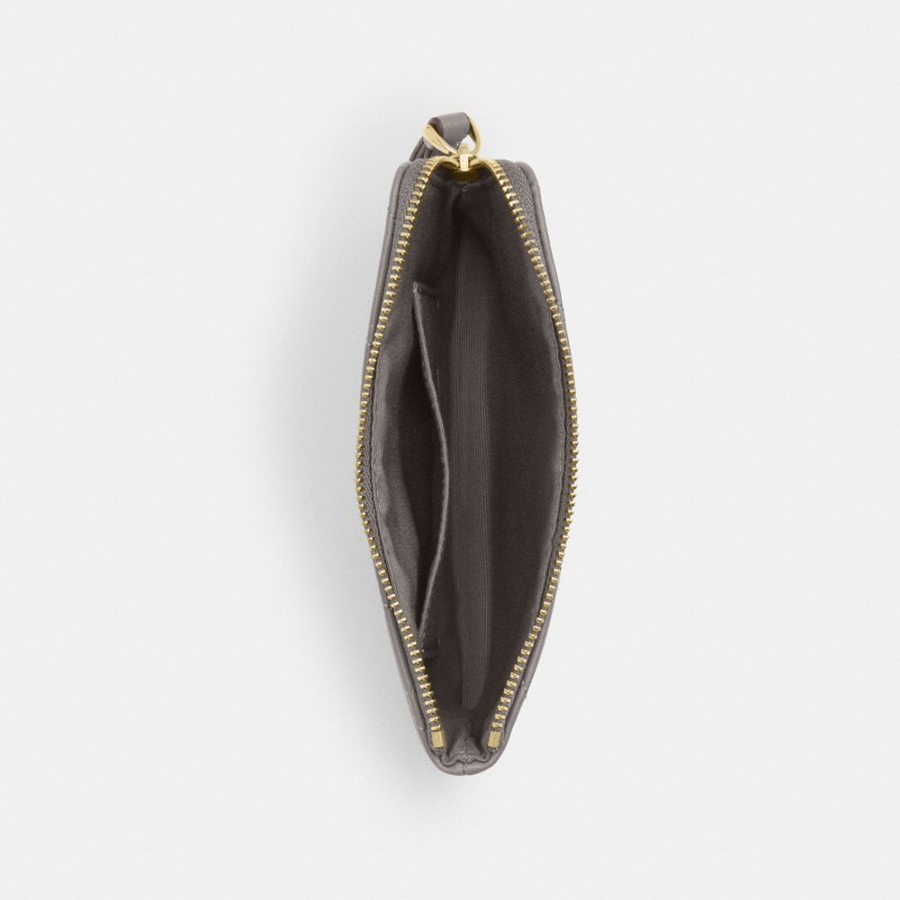Coach Corner Zip Wristlet With Quilting Gold Slate