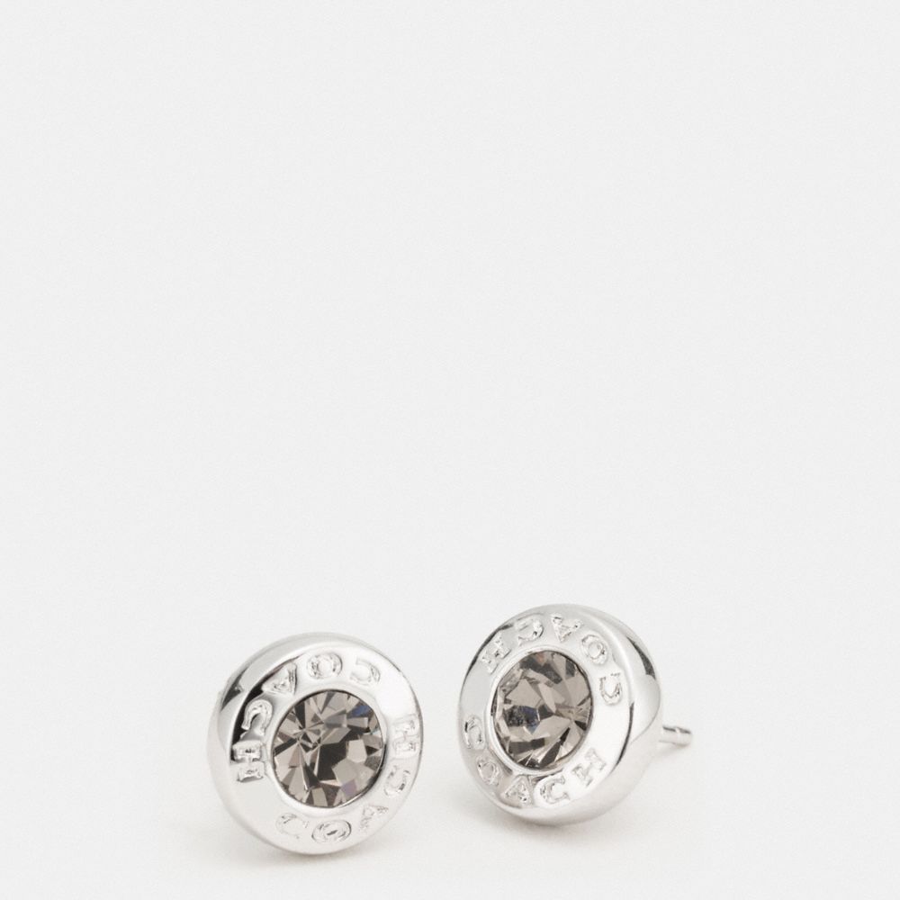 Coach Open Circle Stone Stud Earrings Silver