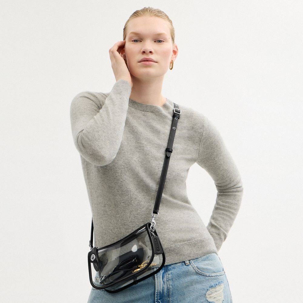 Coach Stadium Swinger Bag Silver Black