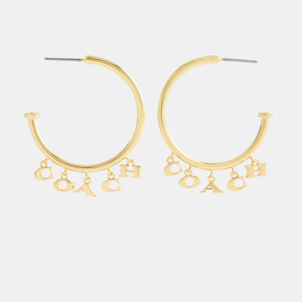 Coach Coach Charms Hoop Earrings Gold