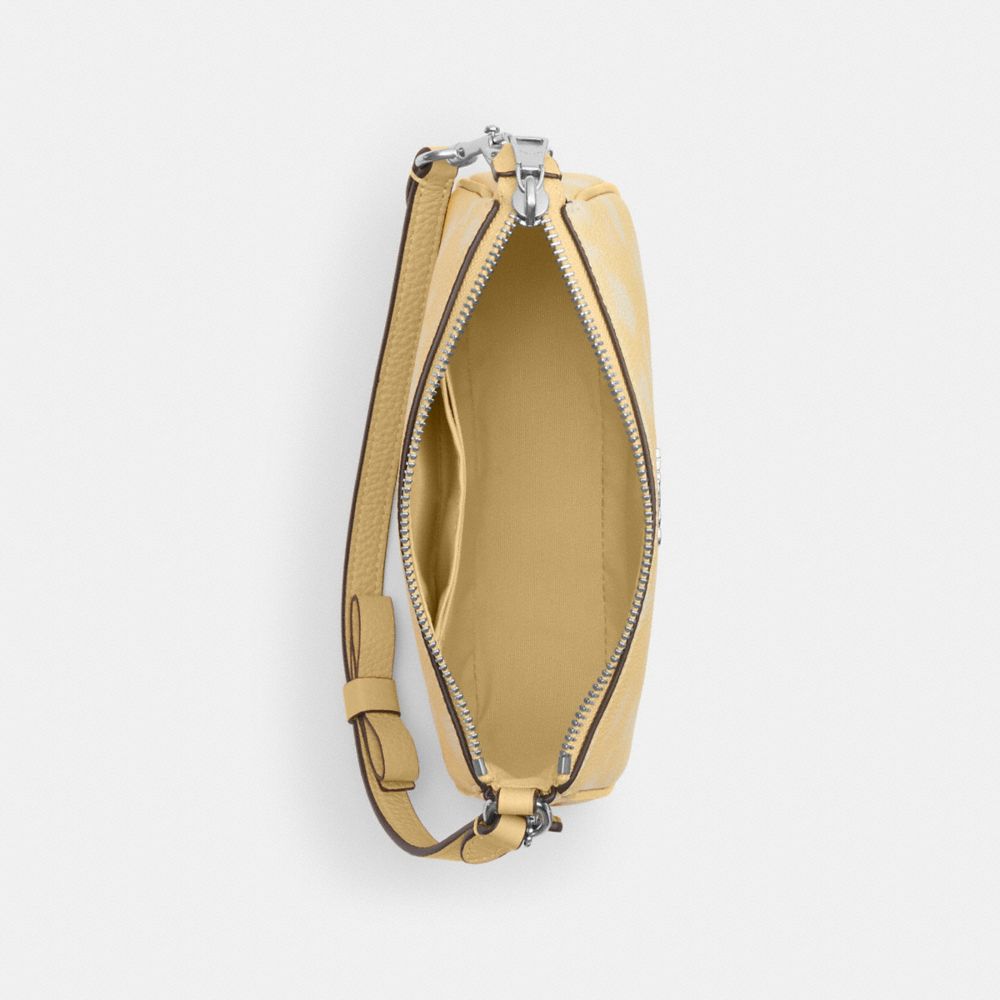 Coach Nolita 19 With Floral Print And Bow Silver Washed Yellow